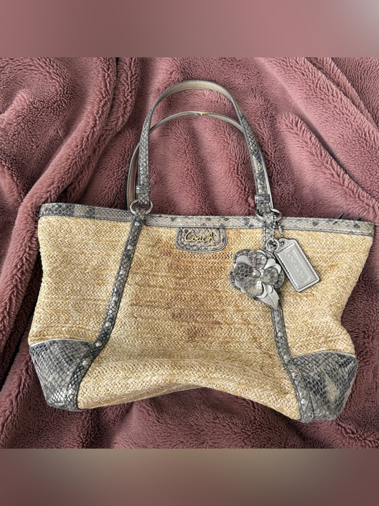 Coach | Bags | Coach Alexandra Python Straw Tote Bag Style F2959 | Poshmark